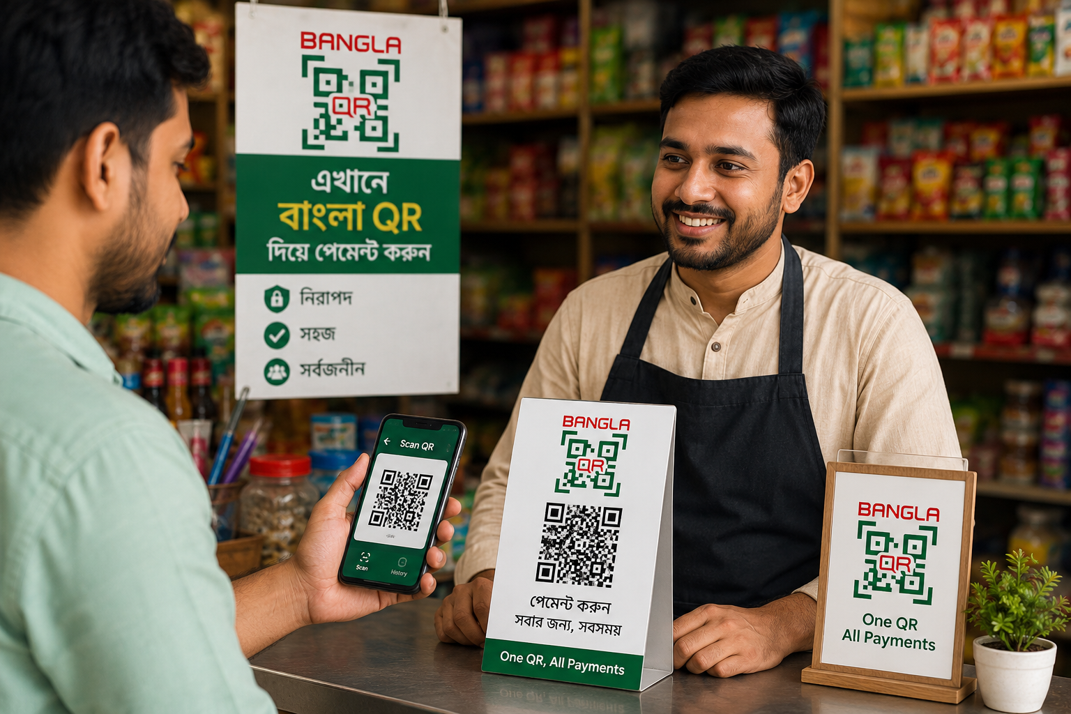খুচরা দোকানে QR পেমেন্ট